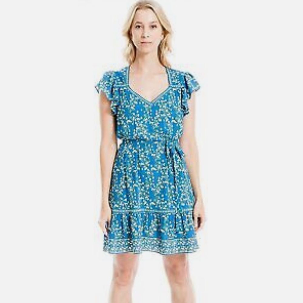 MAX Studio Floral Ruffled Sleeve Above Knee Mini Dress